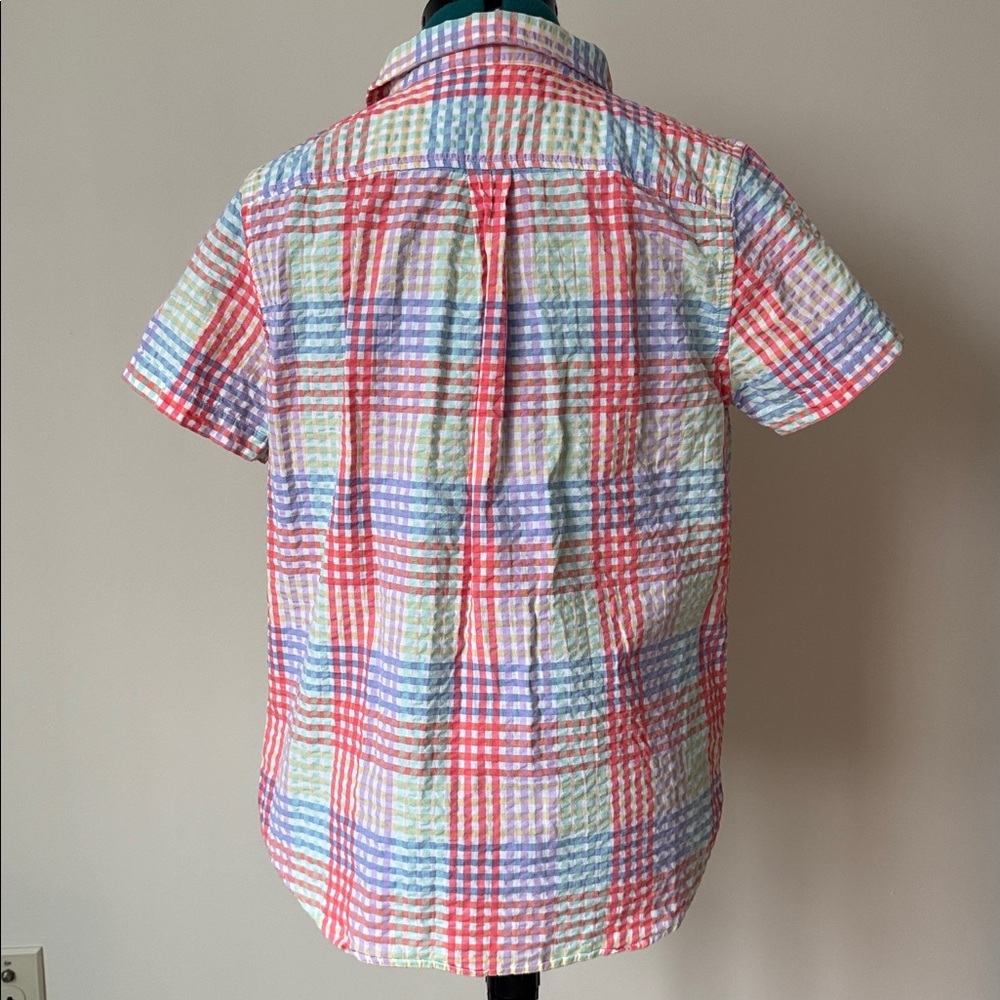 L.L. Bean | 100% Cotton Seersucker Short Sleeve Button Up in Colorful Plaid | S - Picture 5 of 8